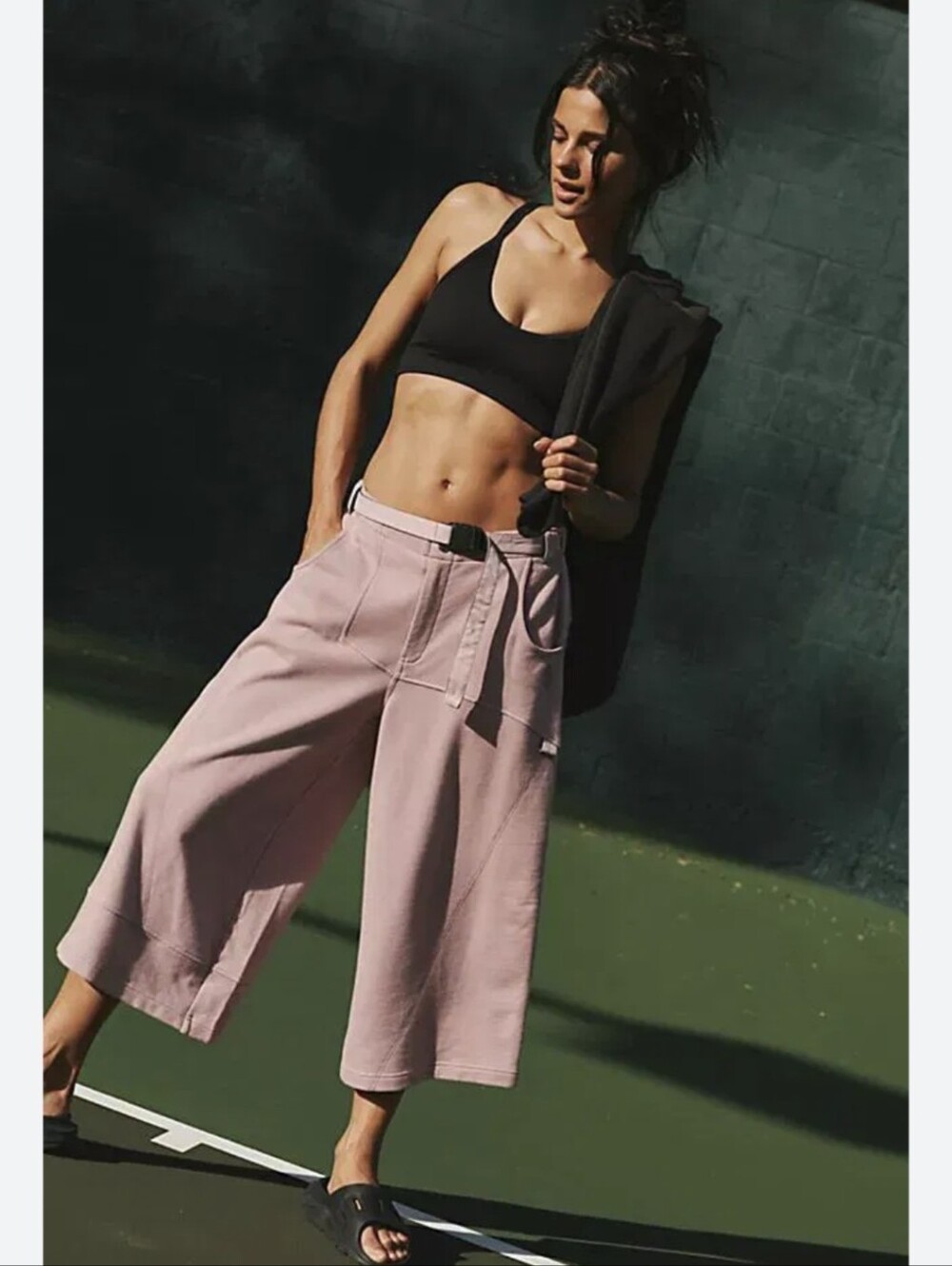 FP Movement by Free People Ollie Cropped Wide-Leg Pants Vanilla Fig Medium Yoga